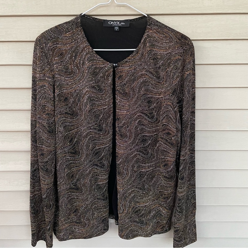 Onyx Night Glitter Shimmer Swirl Sweater/Jacket Size L
